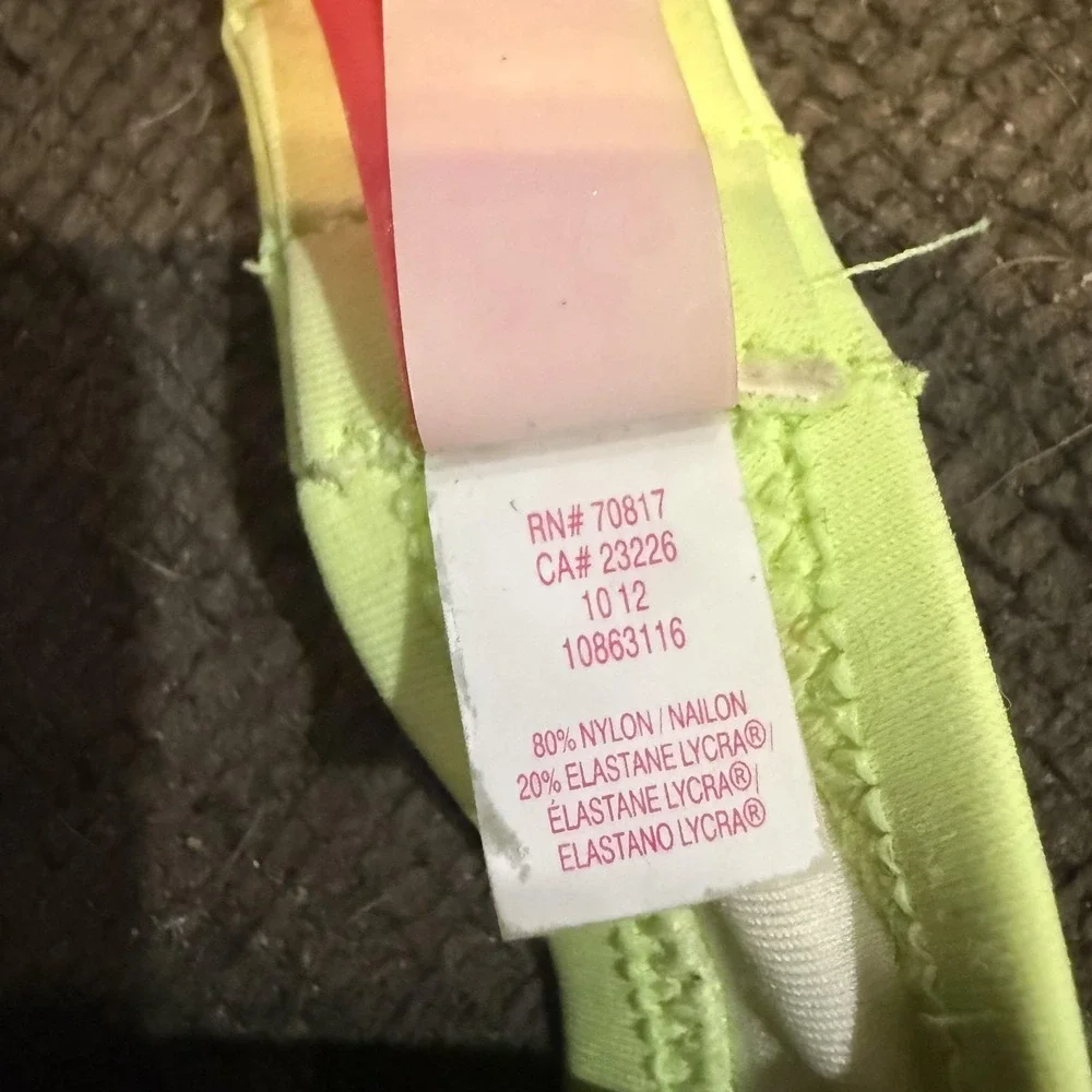 Victoria's Secret Bra Womens‎ 34DD Green Strapless Bandeau Padded Underwire Neon
